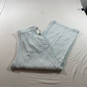 Wonderly Pants Wide Leg Light Blue Pants Stripes Women’s 1X Cotton Beach Elastic